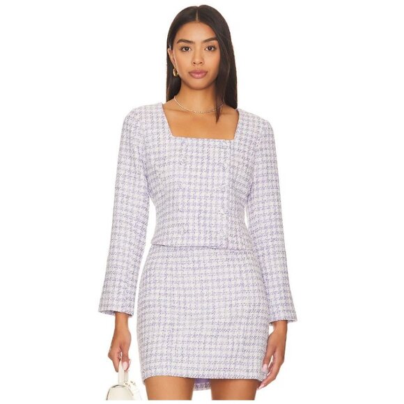 Favorite Daughter Tops - FAVORITE DAUGHTER  The Dasha Houndstooth Check Top in Lilac Tweed Size US 10